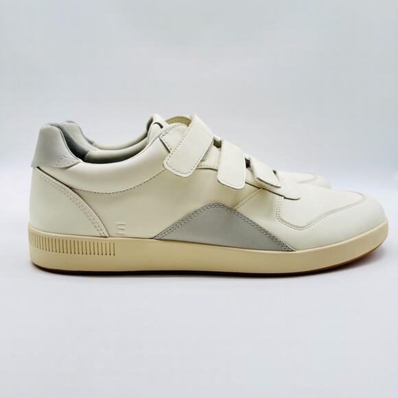 Everlane ReLeather Sneaker Mens 13 White Gray Leather Minimalist Hook Loop Shoes - Picture 1 of 13